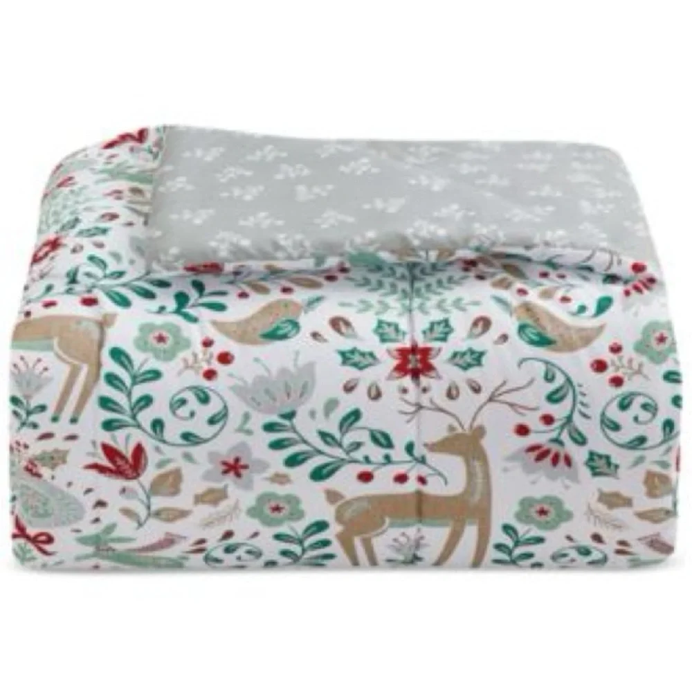 NWT Holiday Deer 3 Piece Reversible Comforter Set, Full Queen